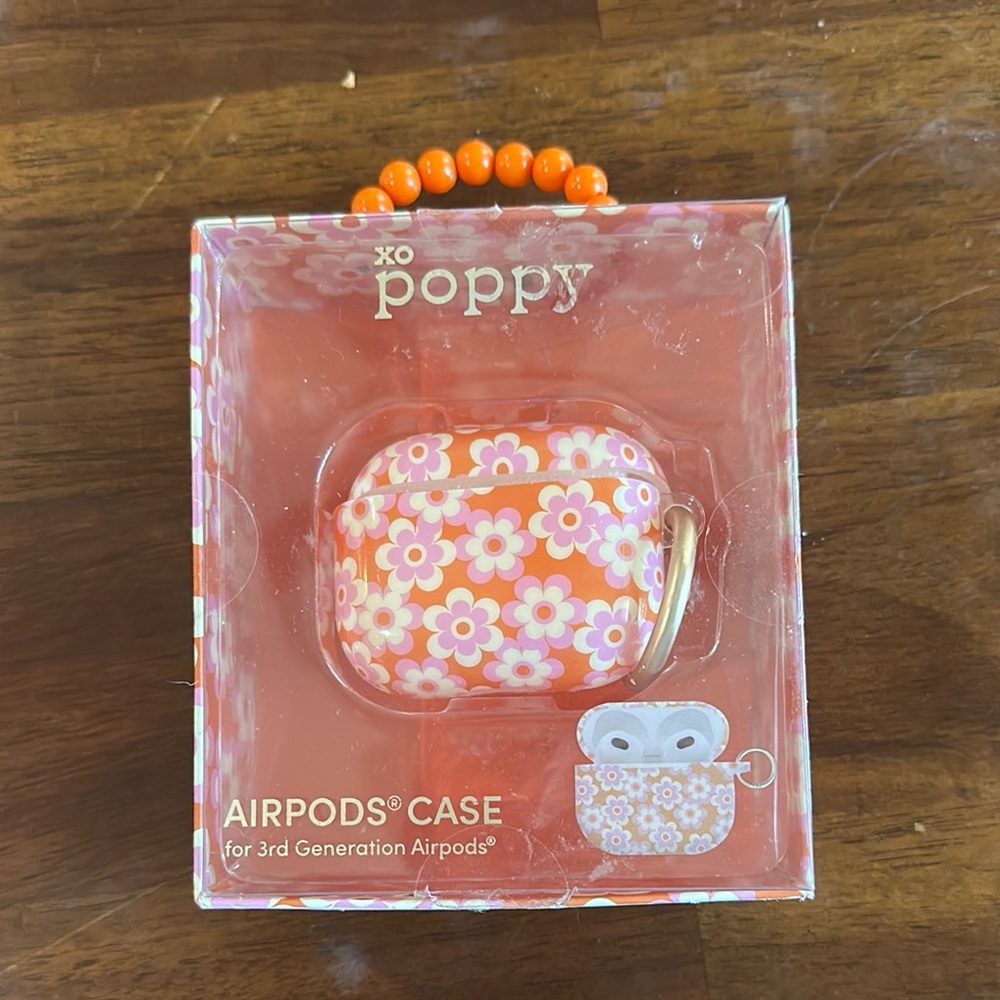 xo Poppy Orange Floral AirPods Case for 3rd Generation AirPods